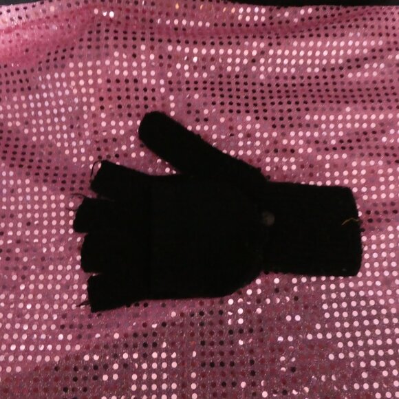 Solid Black Flip Mitt With Button Secure Tabs - Picture 6 of 11